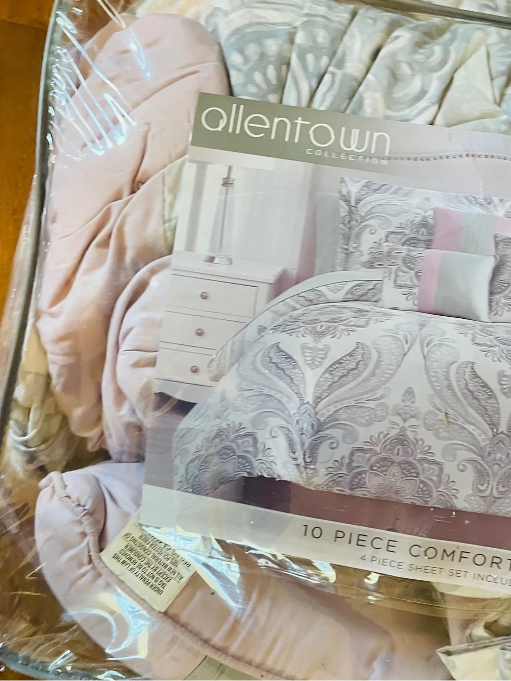 Light Pink and Gray Comforter Set - Soft Patterned Bedding